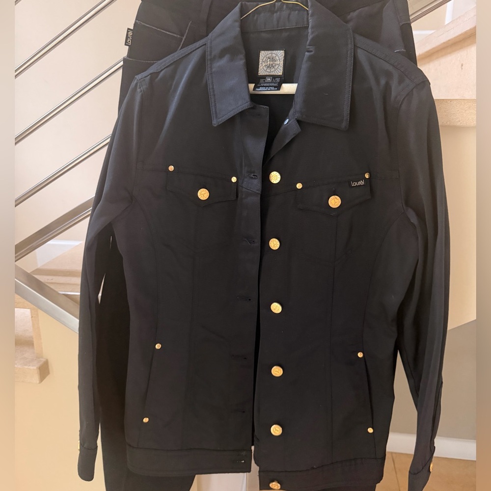 Vintage Laurel Black Jacket with Gold Accents